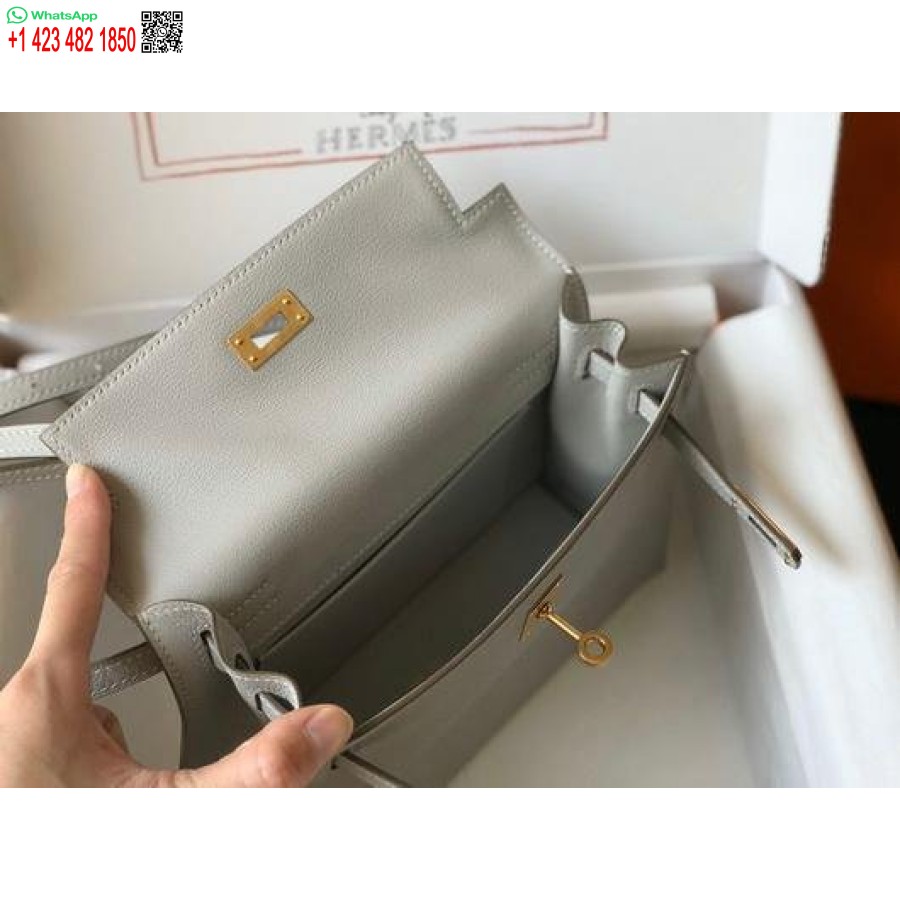 Replika Hermes Kelly Danse 22cm Kožená Taška 20360 šedá