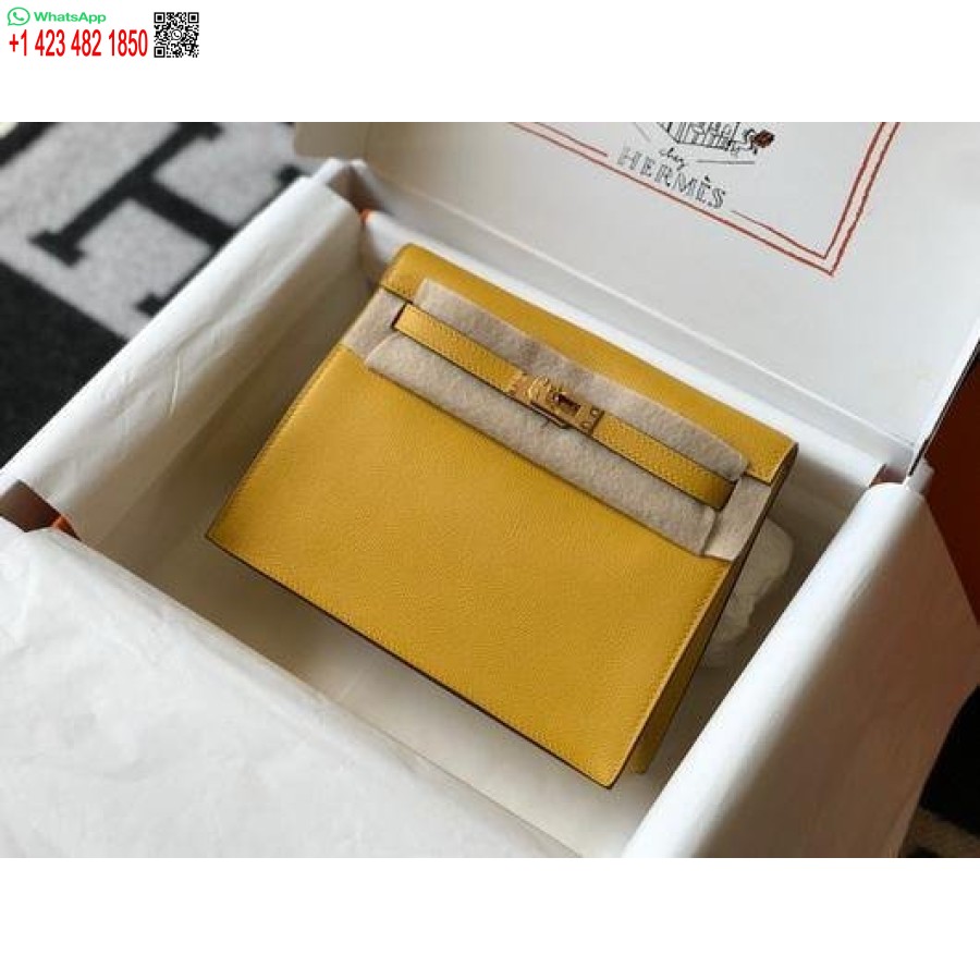 Replika Hermes Kelly Danse 22cm Läderväska 20357 Gul