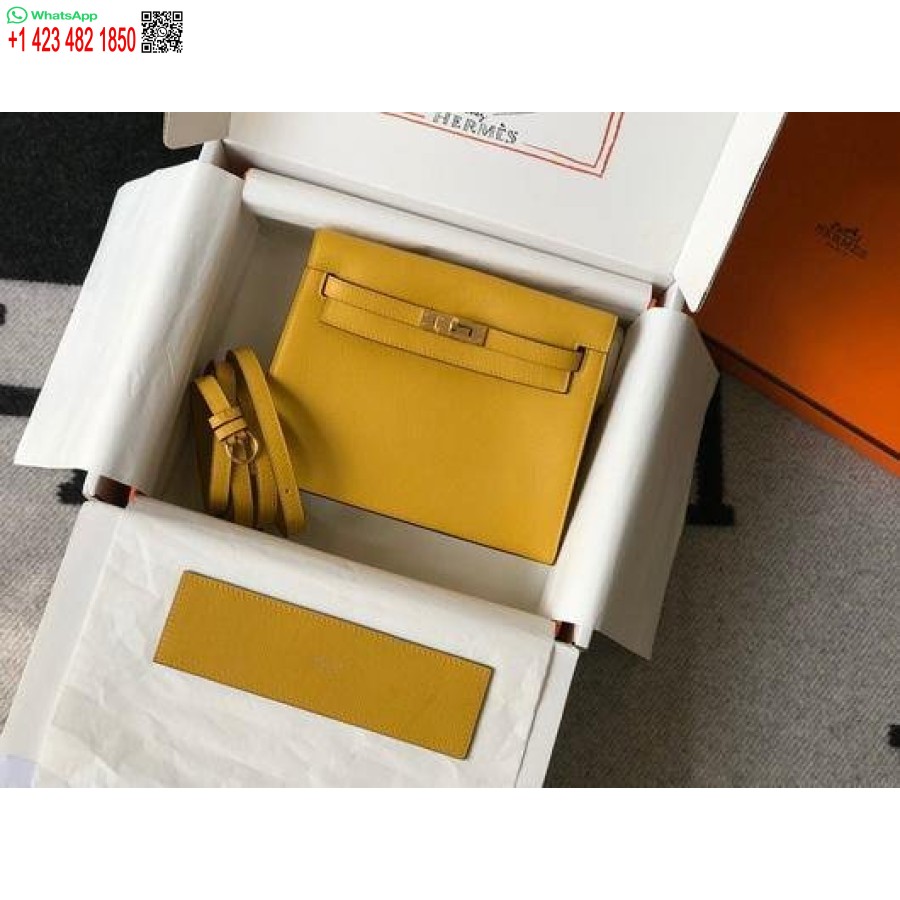 Replika Hermes Kelly Danse 22cm Läderväska 20357 Gul