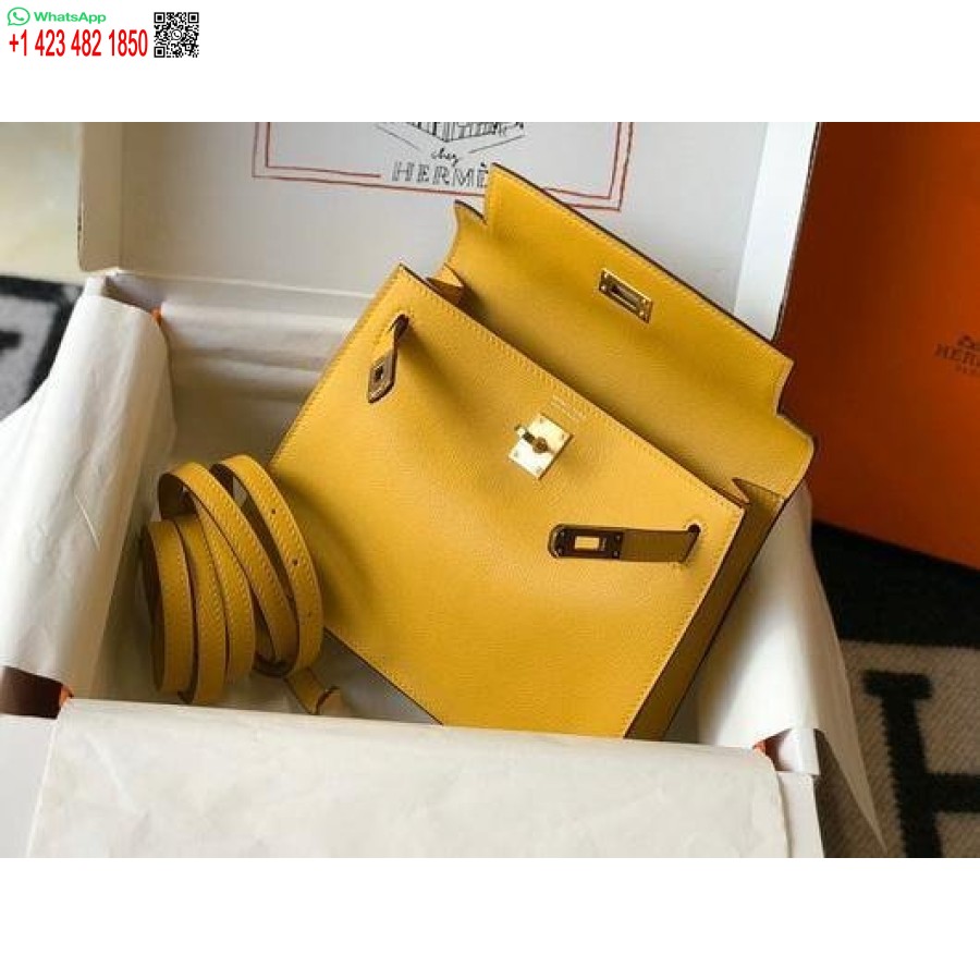 Replika Hermes Kelly Danse 22cm Läderväska 20357 Gul