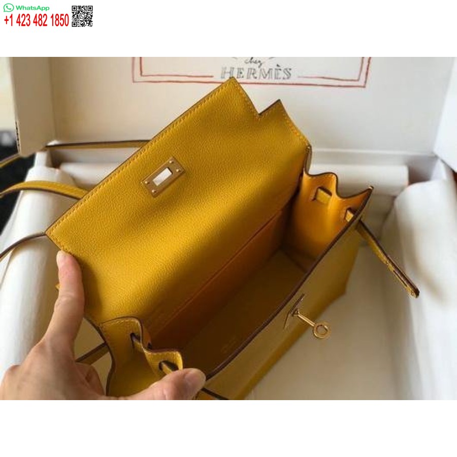 Replika Hermes Kelly Danse 22cm Läderväska 20357 Gul