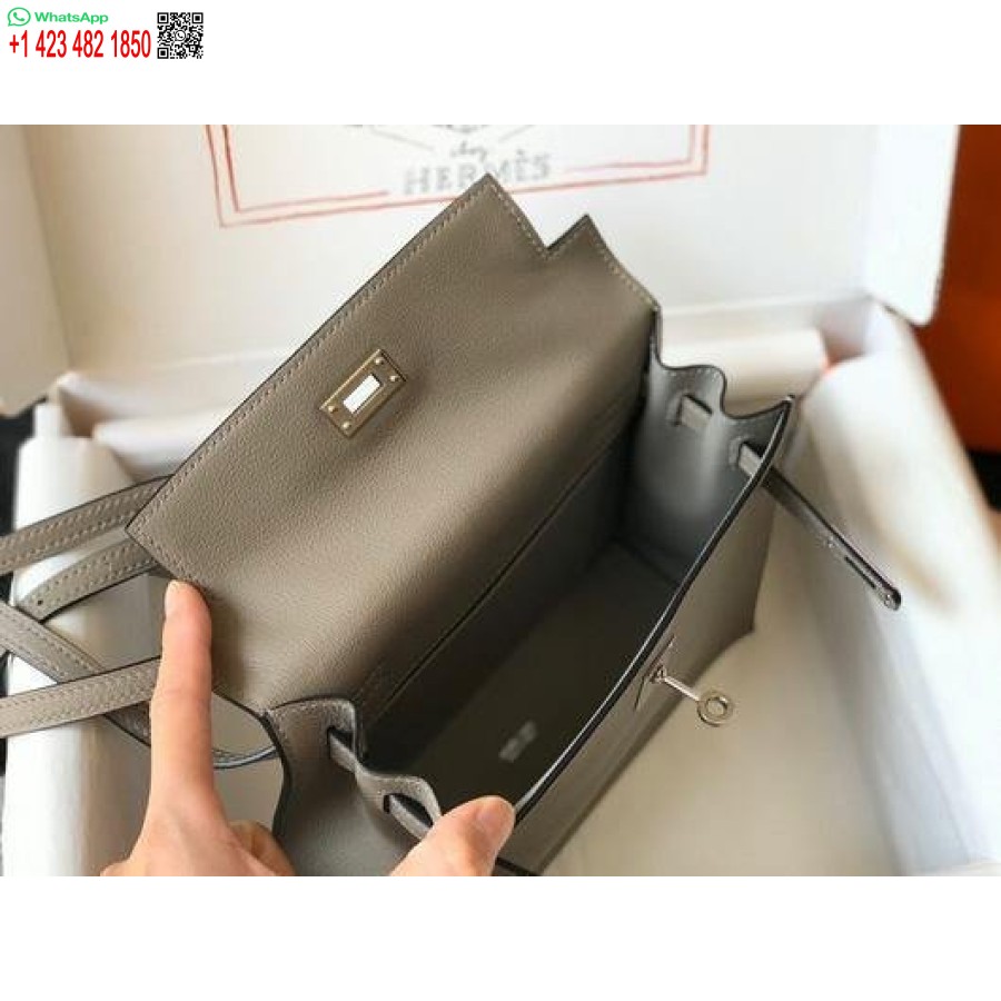 Replika Hermes Kelly Danse 22cm Kožená Taška 20356 šedá