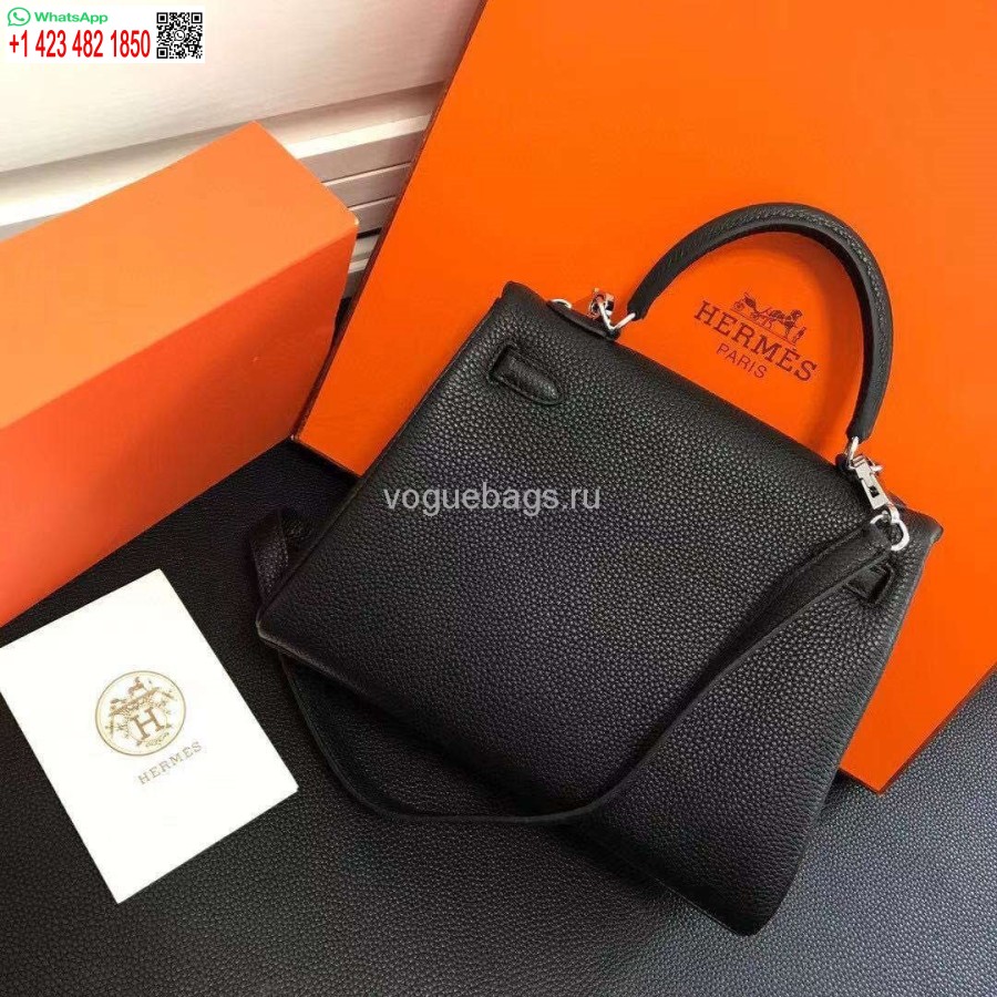 Replica Hermes Kelly Danse 20318 Designer Axelremsväska 28 32cm Svart