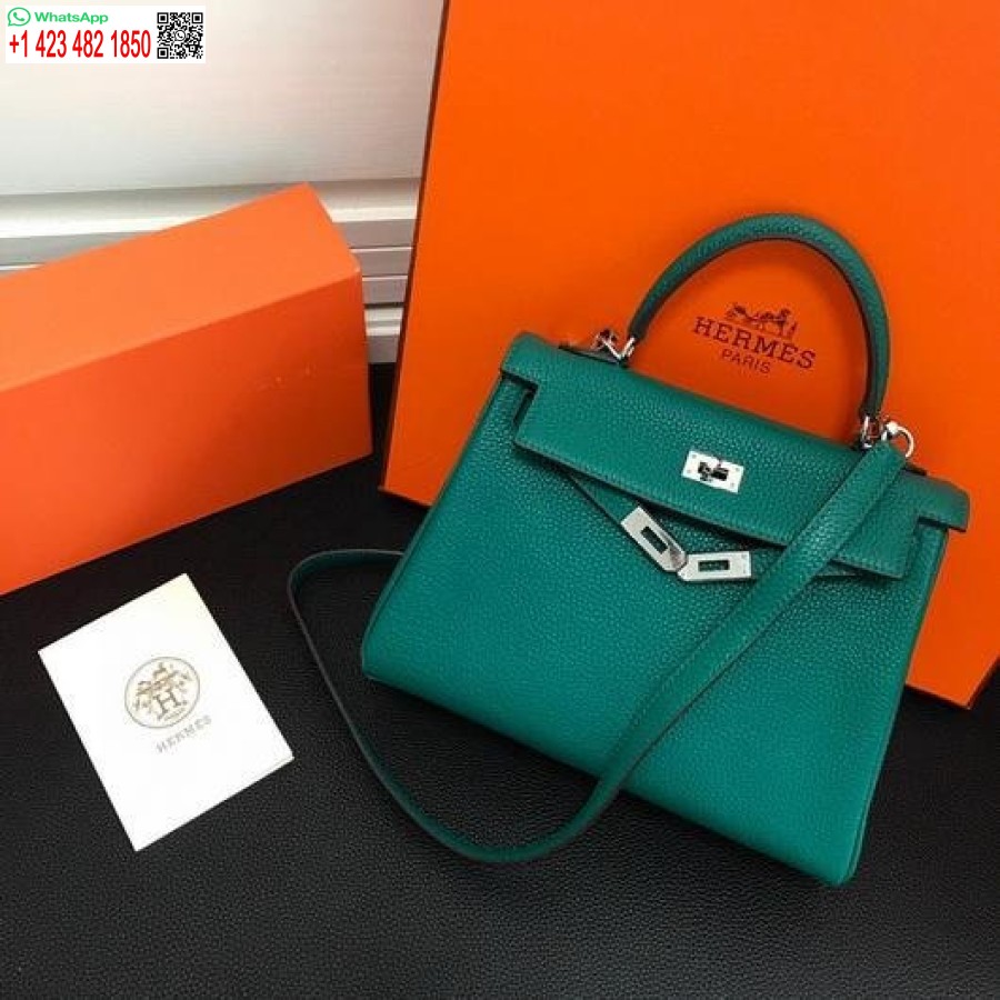 Replika Hermes Kelly Danse 20312 Designer Axelremsväska Mörkgrön