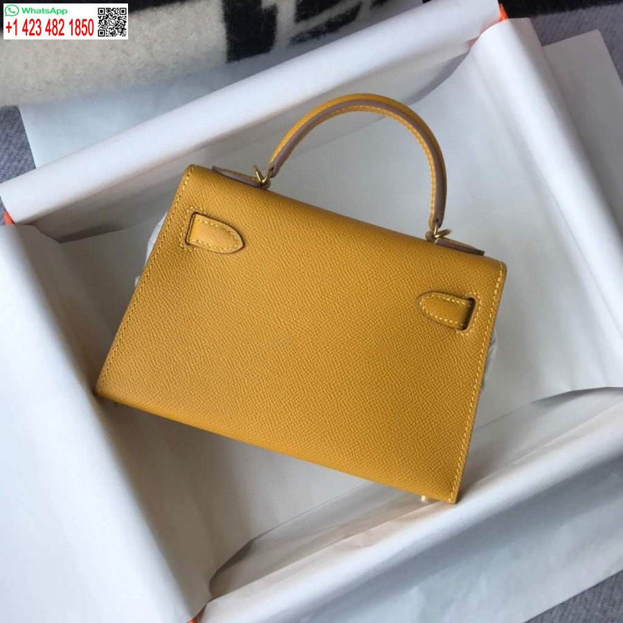 Replik Hermes Kelly Bag Hermes 19cm Epsom Schulter Minitasche Gelb 20463