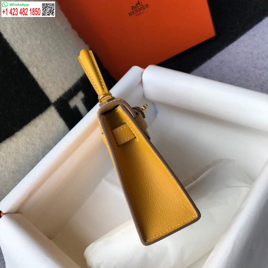Replik Hermes Kelly Bag Hermes 19cm Epsom Schulter Minitasche Gelb 20463