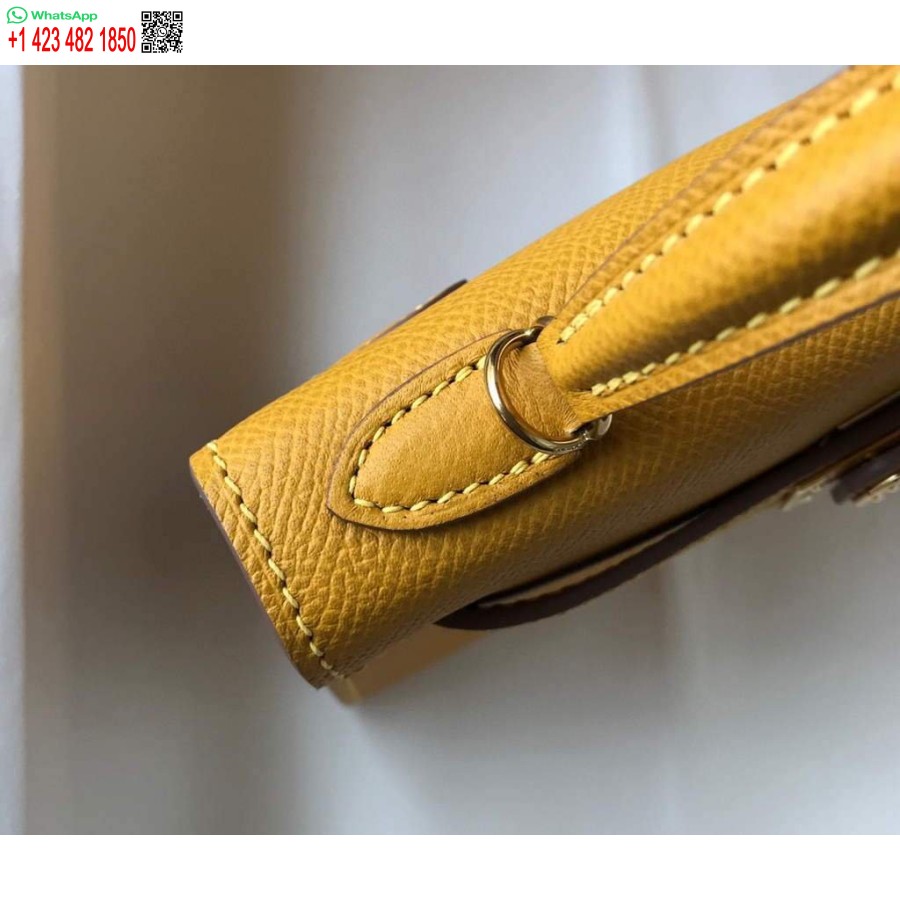 Replik Hermes Kelly Bag Hermes 19cm Epsom Schulter Minitasche Gelb 20463