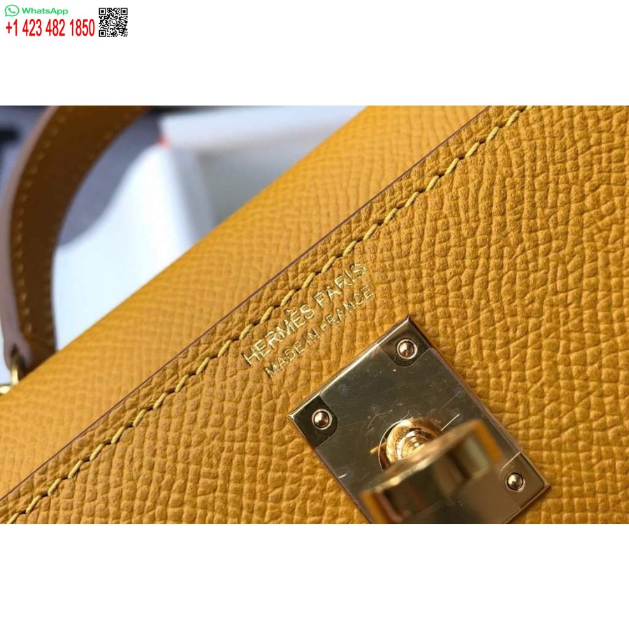 Replik Hermes Kelly Bag Hermes 19cm Epsom Schulter Minitasche Gelb 20463