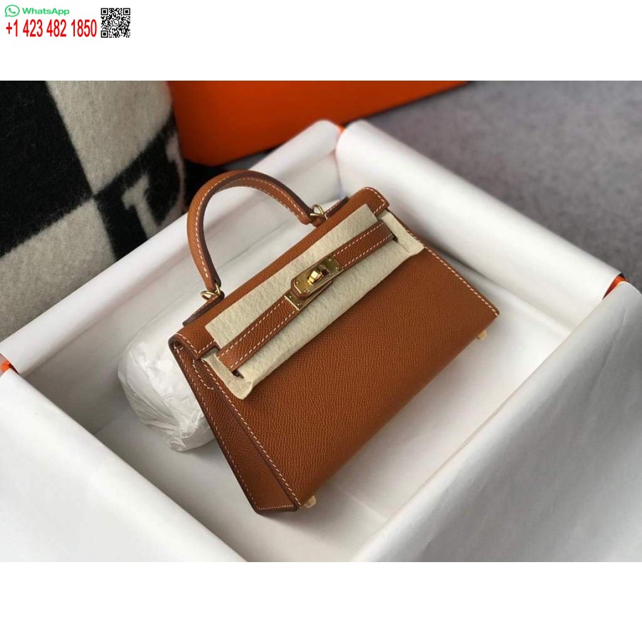 Replica Borsa Hermes Kelly Hermes Mini Borsa A Tracolla Epsom Da 19 Cm Marrone Chiaro 20467