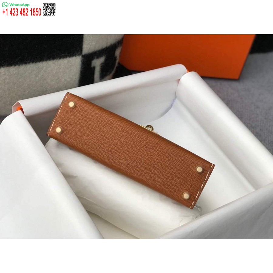 Replica Borsa Hermes Kelly Hermes Mini Borsa A Tracolla Epsom Da 19 Cm Marrone Chiaro 20467