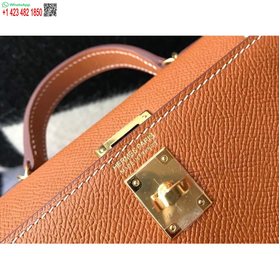 Replica Borsa Hermes Kelly Hermes Mini Borsa A Tracolla Epsom Da 19 Cm Marrone Chiaro 20467
