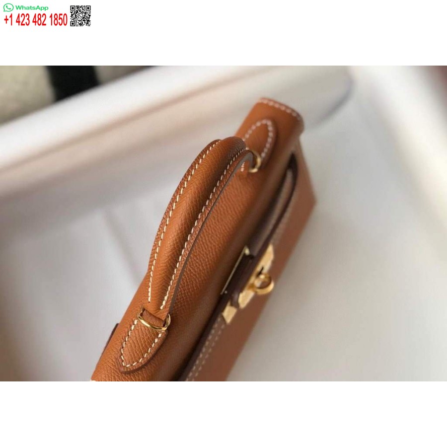 Replica Borsa Hermes Kelly Hermes Mini Borsa A Tracolla Epsom Da 19 Cm Marrone Chiaro 20467