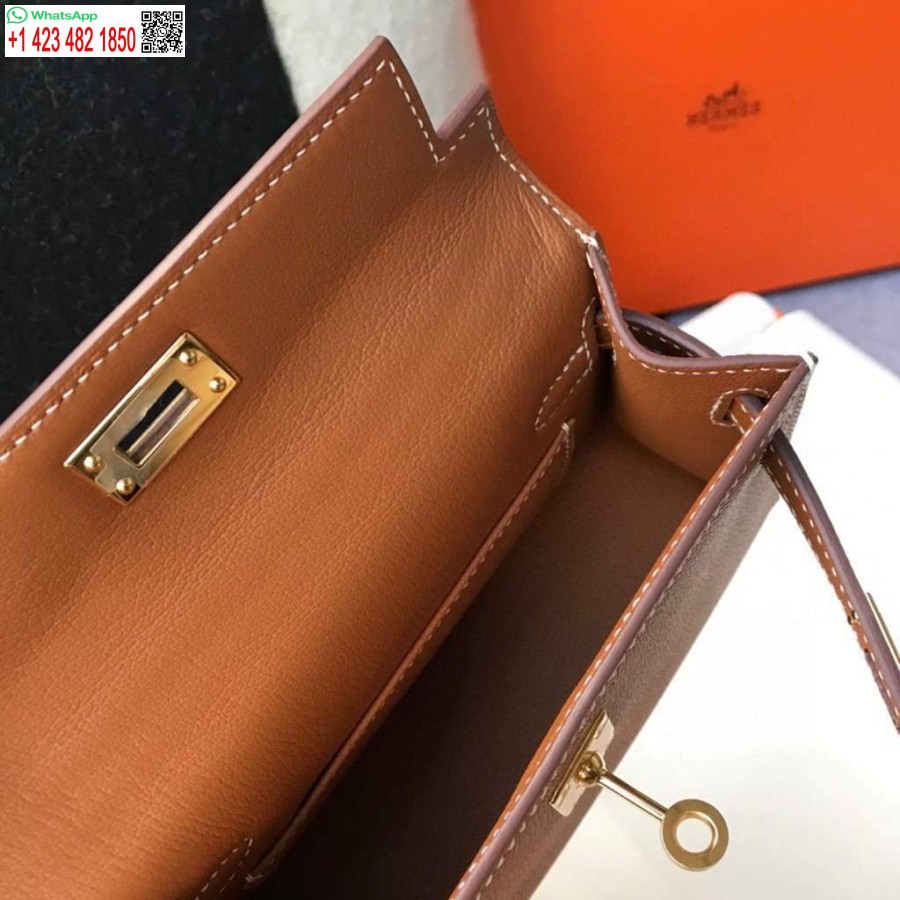 Replica Borsa Hermes Kelly Hermes Mini Borsa A Tracolla Epsom Da 19 Cm Marrone Chiaro 20467