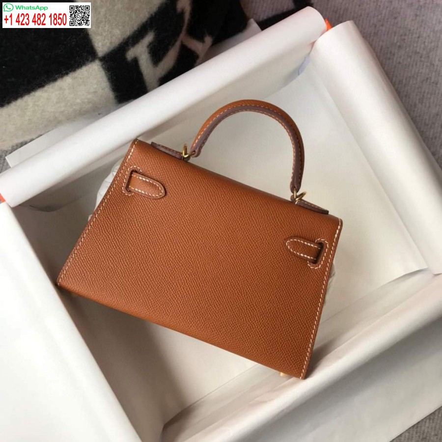 Replica Borsa Hermes Kelly Hermes Mini Borsa A Tracolla Epsom Da 19 Cm Marrone Chiaro 20467