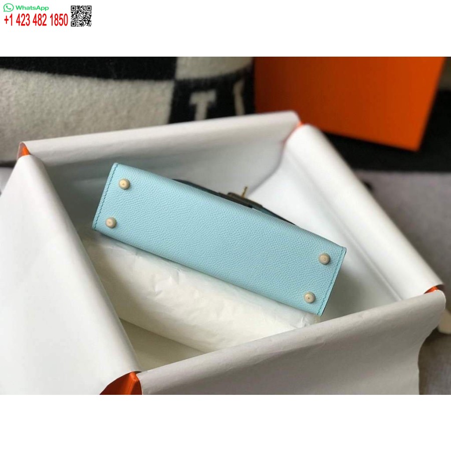 Replik Hermes Kelly Bag Hermes 19cm Epsom Schulter-Minitasche Hellblau 20473