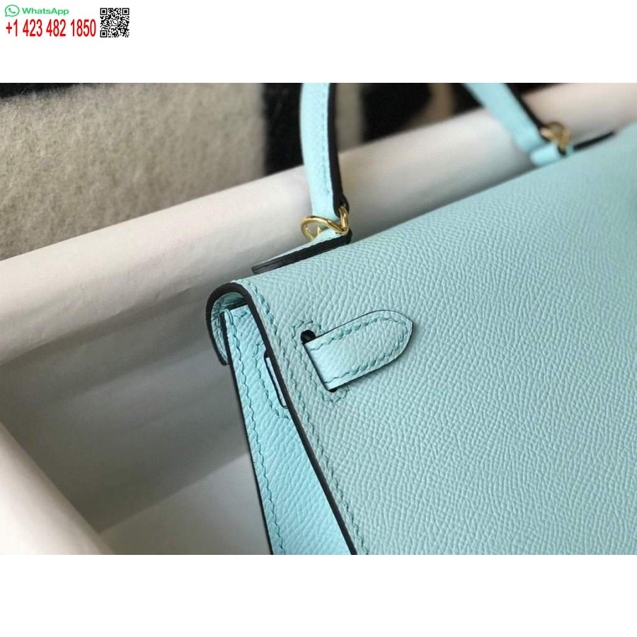 Replik Hermes Kelly Bag Hermes 19cm Epsom Schulter-Minitasche Hellblau 20473