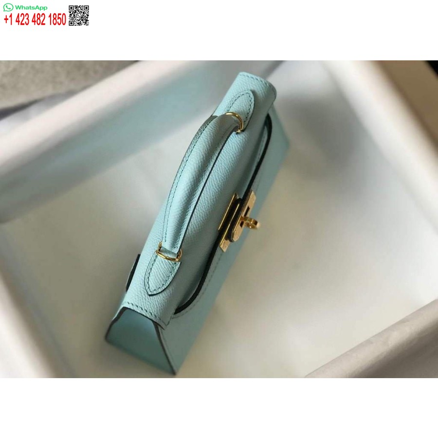 Replik Hermes Kelly Bag Hermes 19cm Epsom Schulter-Minitasche Hellblau 20473