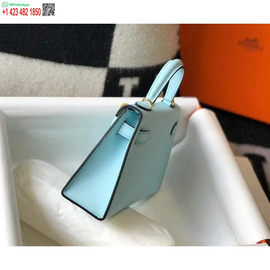 Replik Hermes Kelly Bag Hermes 19cm Epsom Schulter-Minitasche Hellblau 20473