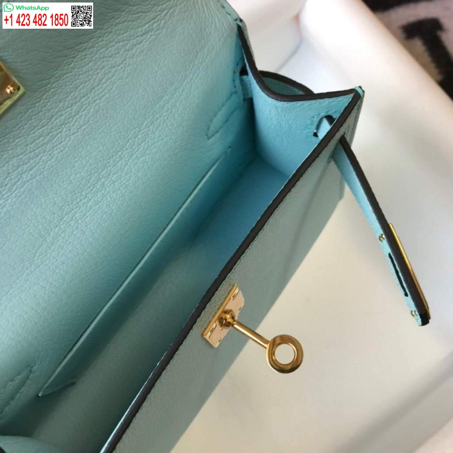 Replik Hermes Kelly Bag Hermes 19cm Epsom Schulter-Minitasche Hellblau 20473