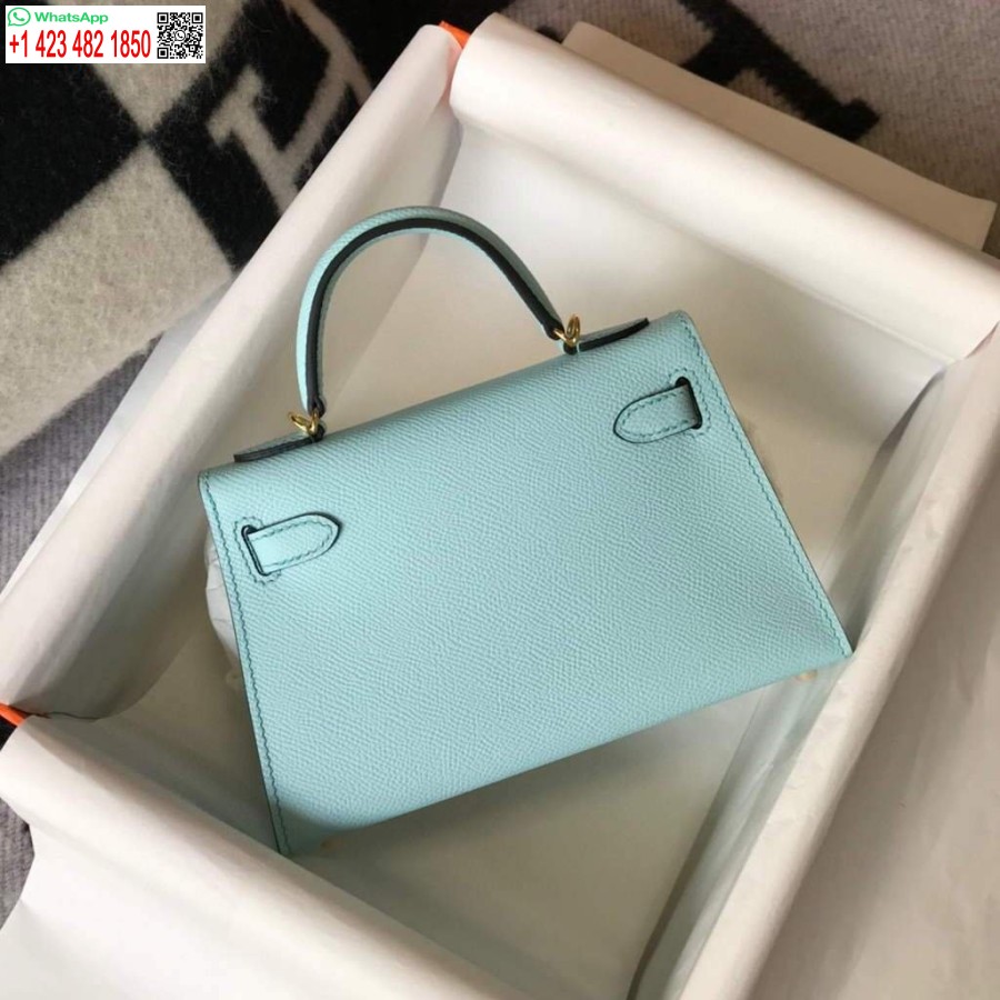 Replica Borsa Hermes Kelly Hermes Mini Borsa A Tracolla Epsom Da 19 Cm Azzurro 20473