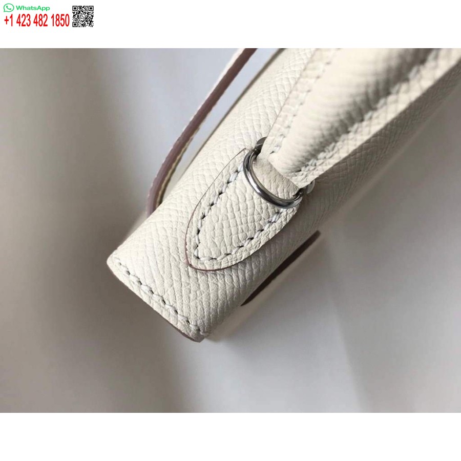 Replica Borsa Hermes Kelly Hermes Mini Borsa A Tracolla Epsom Da 19 Cm Beige Fibbia Argento 20457