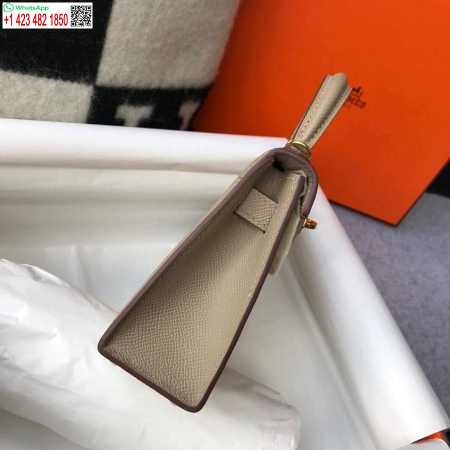 Replik Hermes Kelly Bag Hermes 19cm Epsom Schulter-Minitasche Aprikose 20466