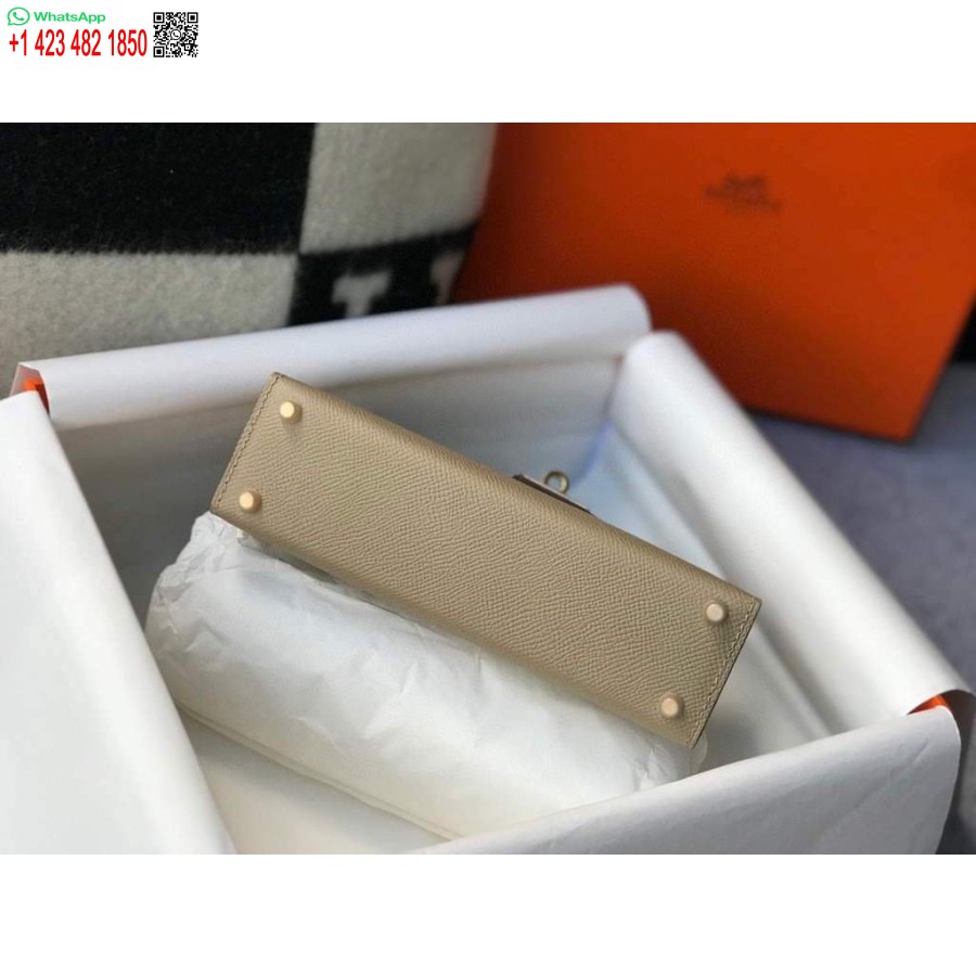 Replik Hermes Kelly Bag Hermes 19cm Epsom Schulter-Minitasche Aprikose 20466