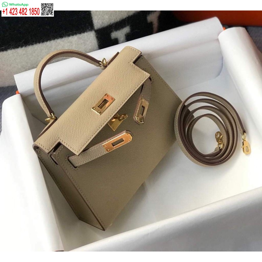 Replik Hermes Kelly Bag Hermes 19cm Epsom Schulter-Minitasche Aprikose 20466