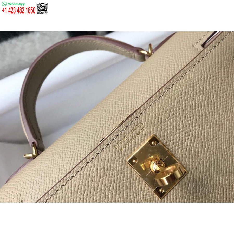 Replik Hermes Kelly Bag Hermes 19cm Epsom Schulter-Minitasche Aprikose 20466