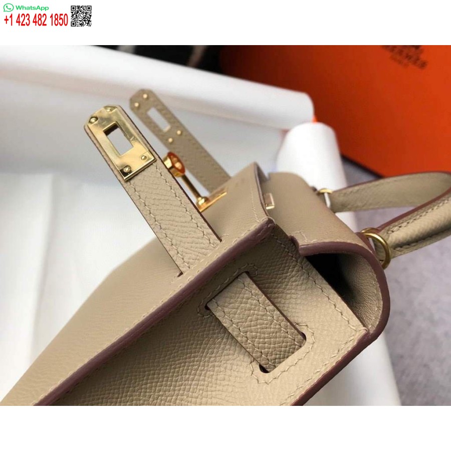 Replik Hermes Kelly Bag Hermes 19cm Epsom Schulter-Minitasche Aprikose 20466