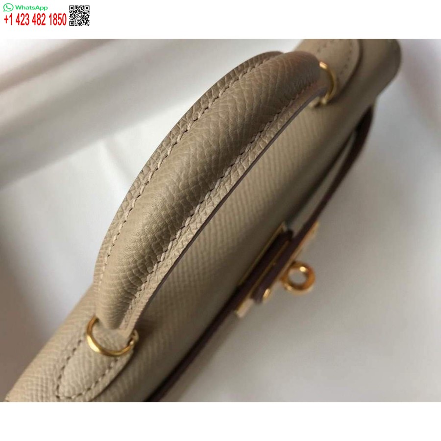 Replik Hermes Kelly Bag Hermes 19cm Epsom Schulter-Minitasche Aprikose 20466