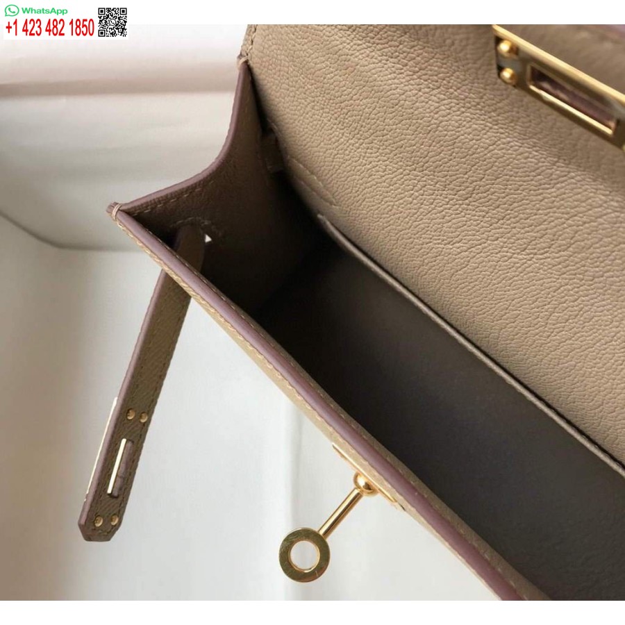 Replik Hermes Kelly Bag Hermes 19cm Epsom Schulter-Minitasche Aprikose 20466