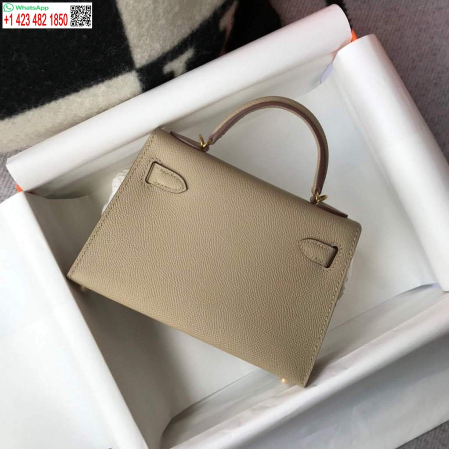 Replica Borsa Hermes Kelly Hermes Mini Borsa A Tracolla Epsom Da 19 Cm Albicocca 20466