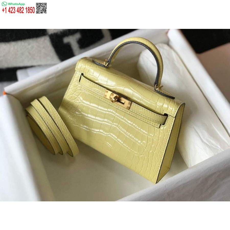 Replica Hermes Kelly Bag Designer Hermes 19cm Axel Miniväska Gul 20451