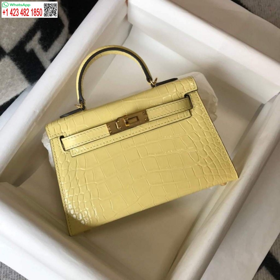 Replica Borsa Hermes Kelly Designer Hermes Mini Borsa A Tracolla Da 19 Cm Gialla 20451