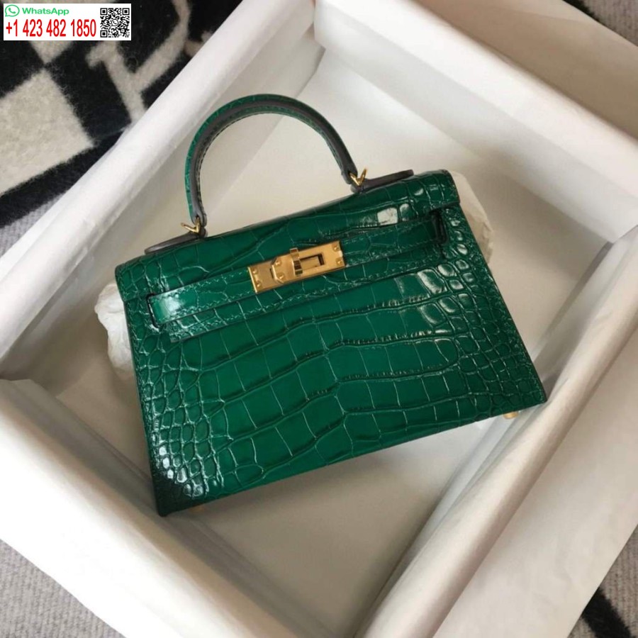 Replica Borsa Hermes Kelly Designer Hermes Mini Borsa A Tracolla Da 19 Cm Verde 20452