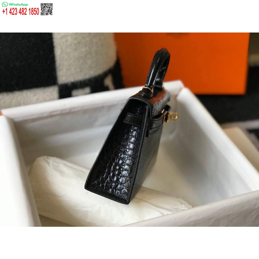 Replica Hermes Kelly Bag Designer Hermes 19cm Axel Miniväska Svart 20450