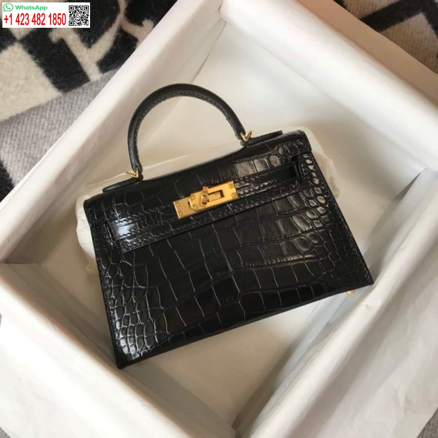 Replica Borsa Hermes Kelly Designer Hermes Mini Borsa A Tracolla Da 19 Cm Nera 20450