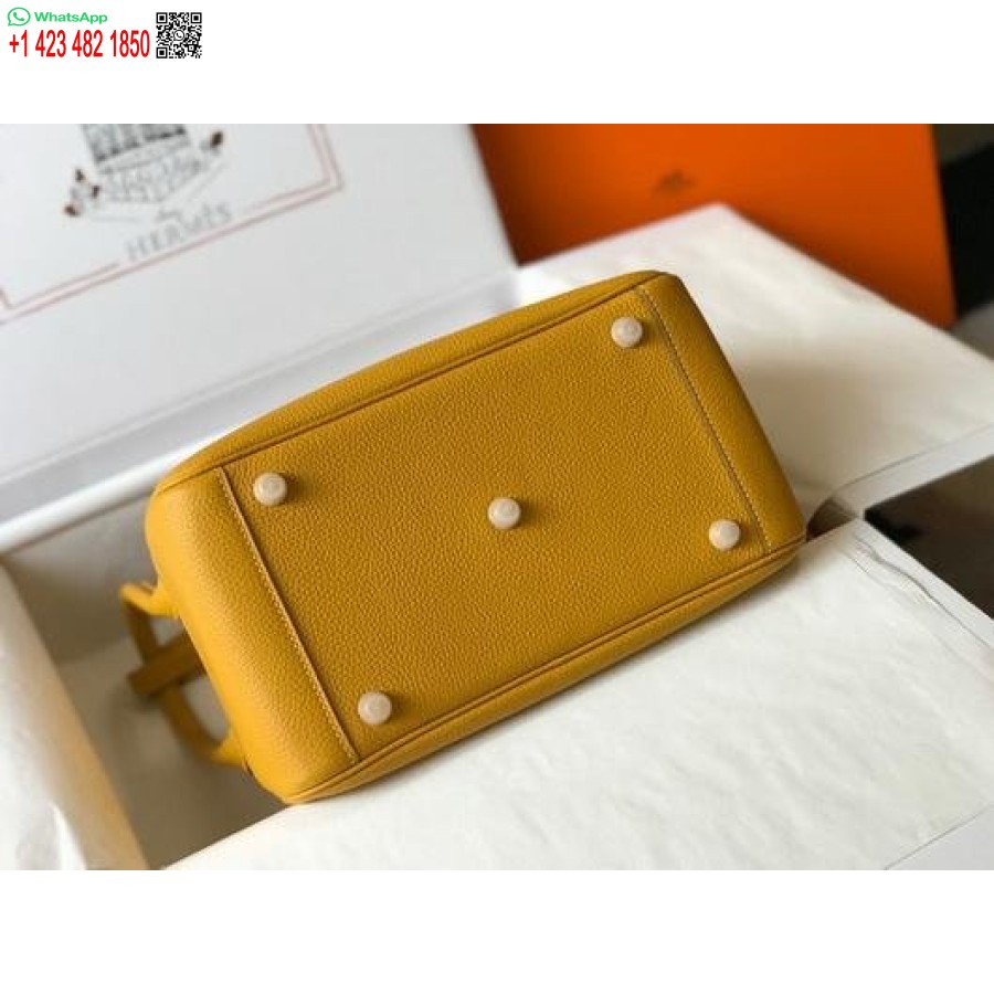 Replika Hermes Lindy 26cm Designer Axelväskor Gult Guld