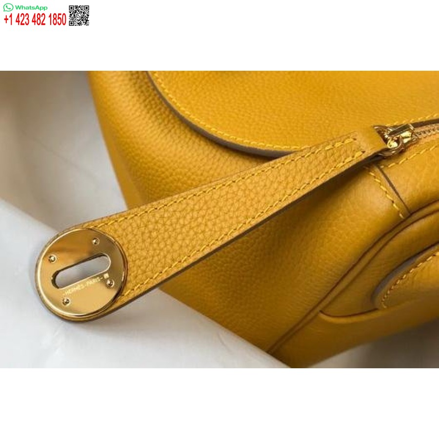Replika Hermes Lindy 26cm Designer Axelväskor Gult Guld