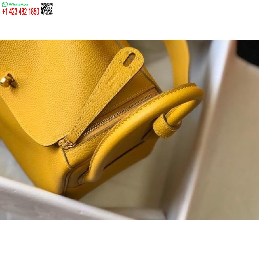 Replika Hermes Lindy 26cm Designer Axelväskor Gult Guld