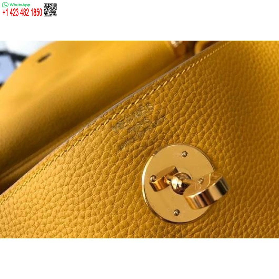 Replika Hermes Lindy 26cm Designer Axelväskor Gult Guld