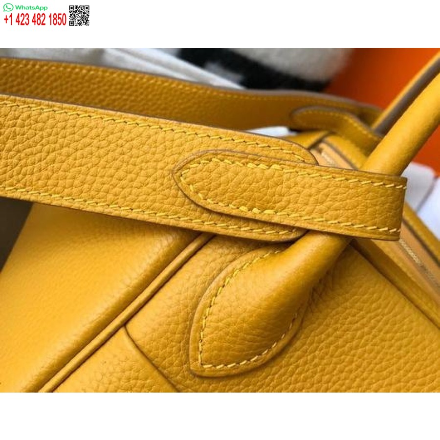 Replika Hermes Lindy 26cm Designer Axelväskor Gult Guld
