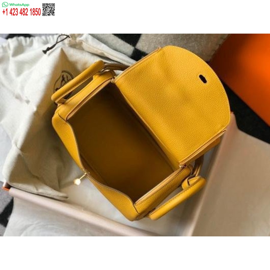 Replika Hermes Lindy 26cm Designer Axelväskor Gult Guld