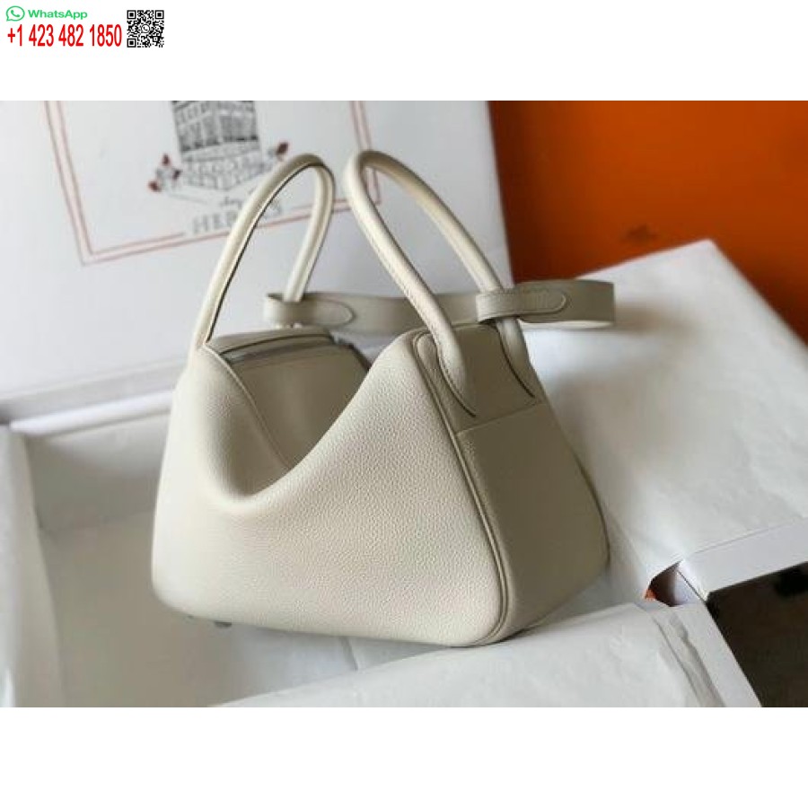 Replika Hermes Lindy 26cm Designer Axelväskor Vit Silver