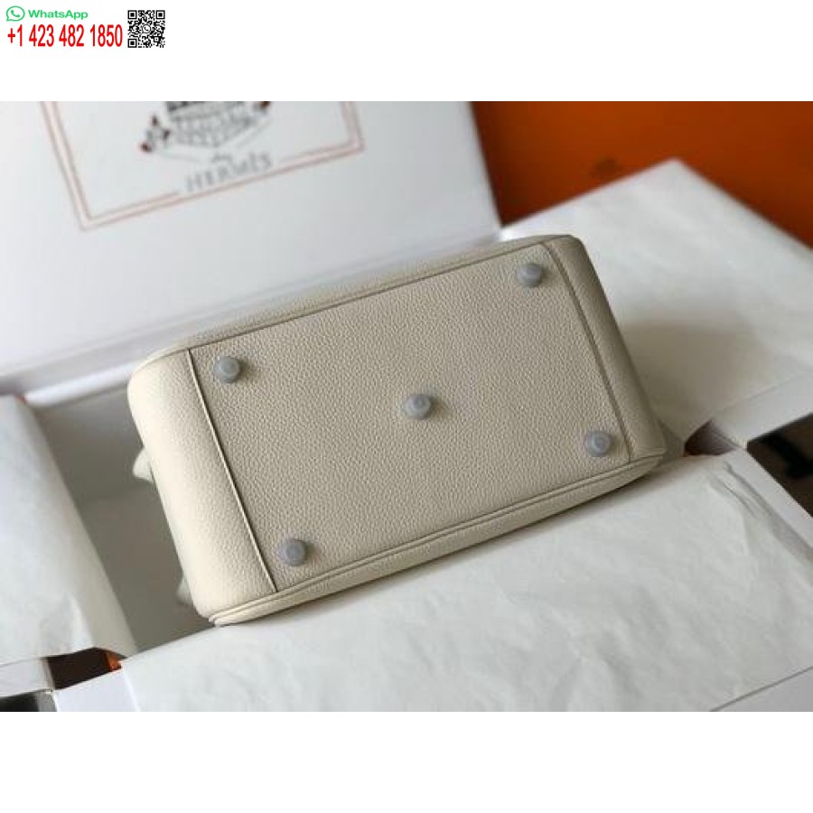 Replika Hermes Lindy 26cm Designer Axelväskor Vit Silver