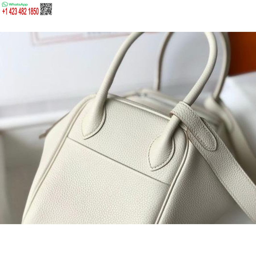 Replika Hermes Lindy 26cm Designer Axelväskor Vit Silver