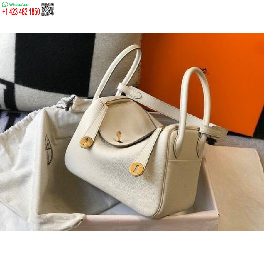 Replika Hermes Lindy 26 Cm Dizajnová Kabelka Cez Rameno Z Bieleho Zlata