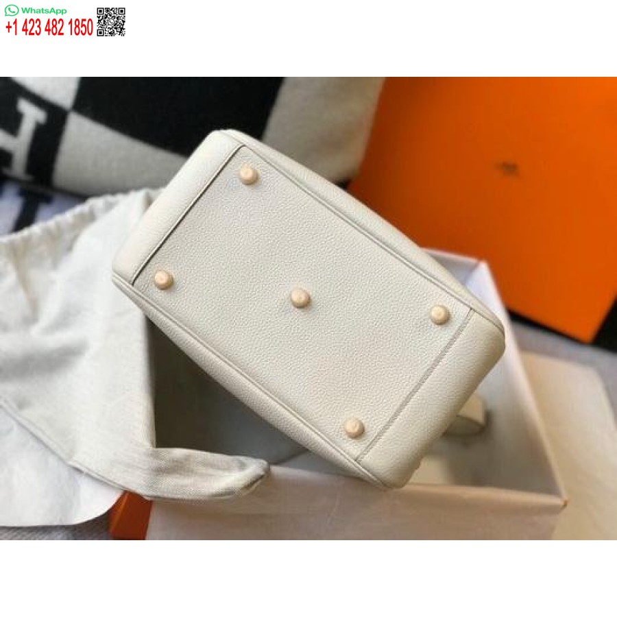 Replika Hermes Lindy 26 Cm Dizajnová Kabelka Cez Rameno Z Bieleho Zlata
