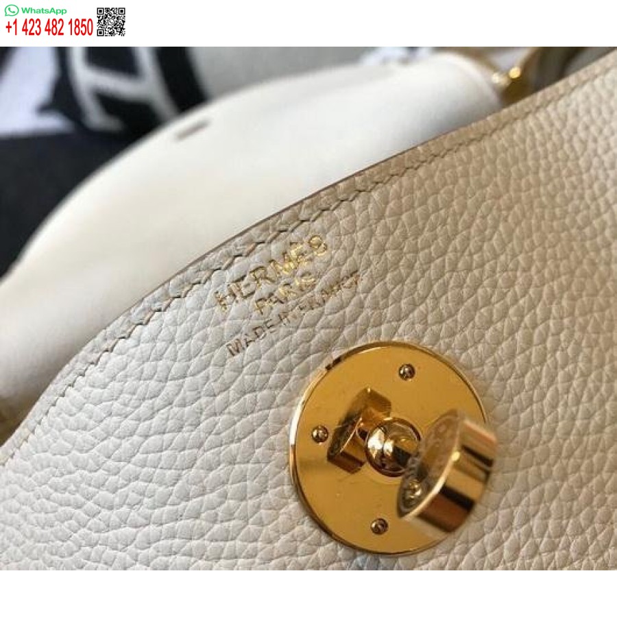 Replika Hermes Lindy 26 Cm Dizajnová Kabelka Cez Rameno Z Bieleho Zlata